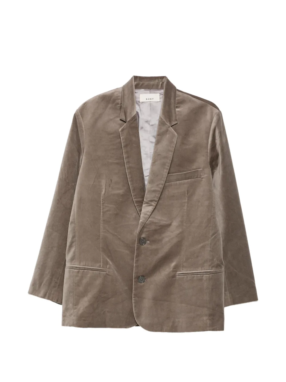 6397 Velvet Single-breasted Blazer In Neutral