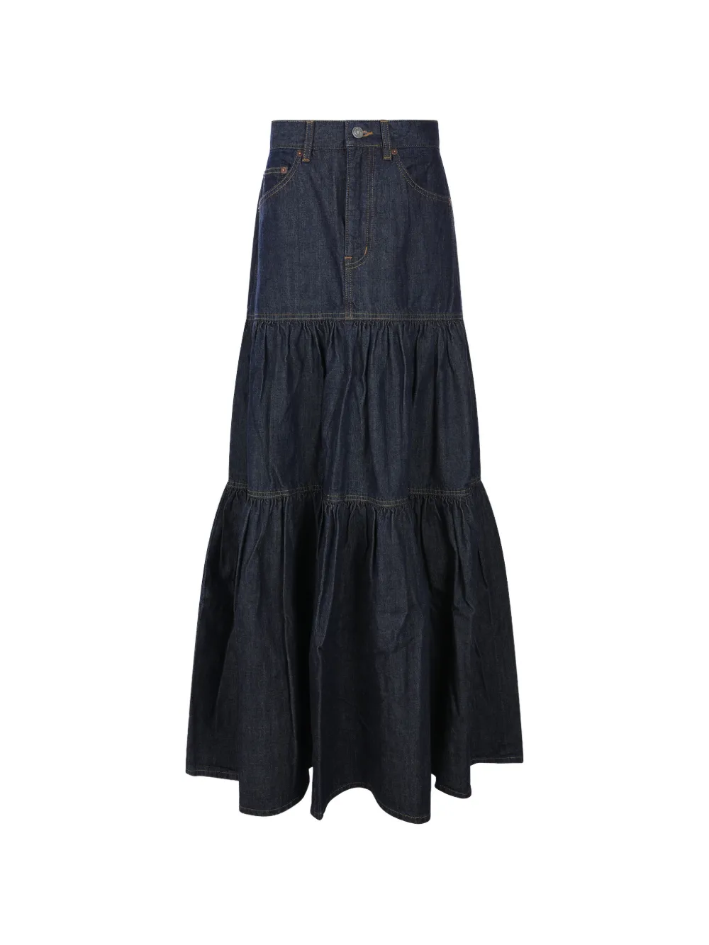 Saint Laurent Langer Rock aus Indigo-Denim - Blau