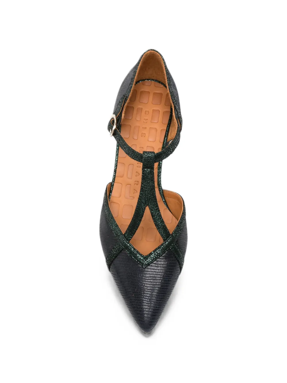 Chie Mihara Hidrow reptile-effect T-bar heeled pumps Blauw