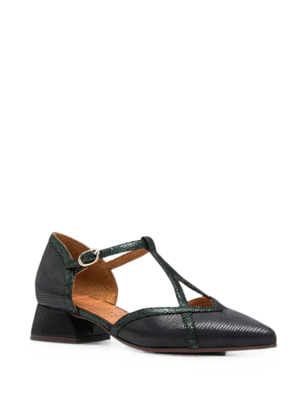 Chie Mihara Hidrow reptile-effect T-bar heeled pumps Blauw