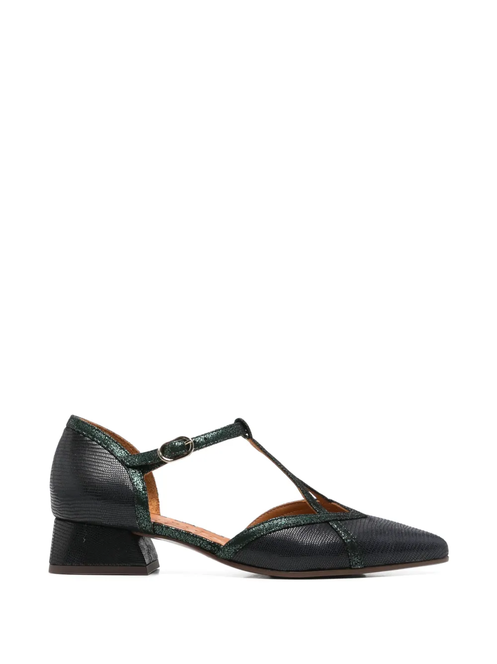 Chie Mihara Hidrow pumps met reptiel-effect en T-bandje Blauw