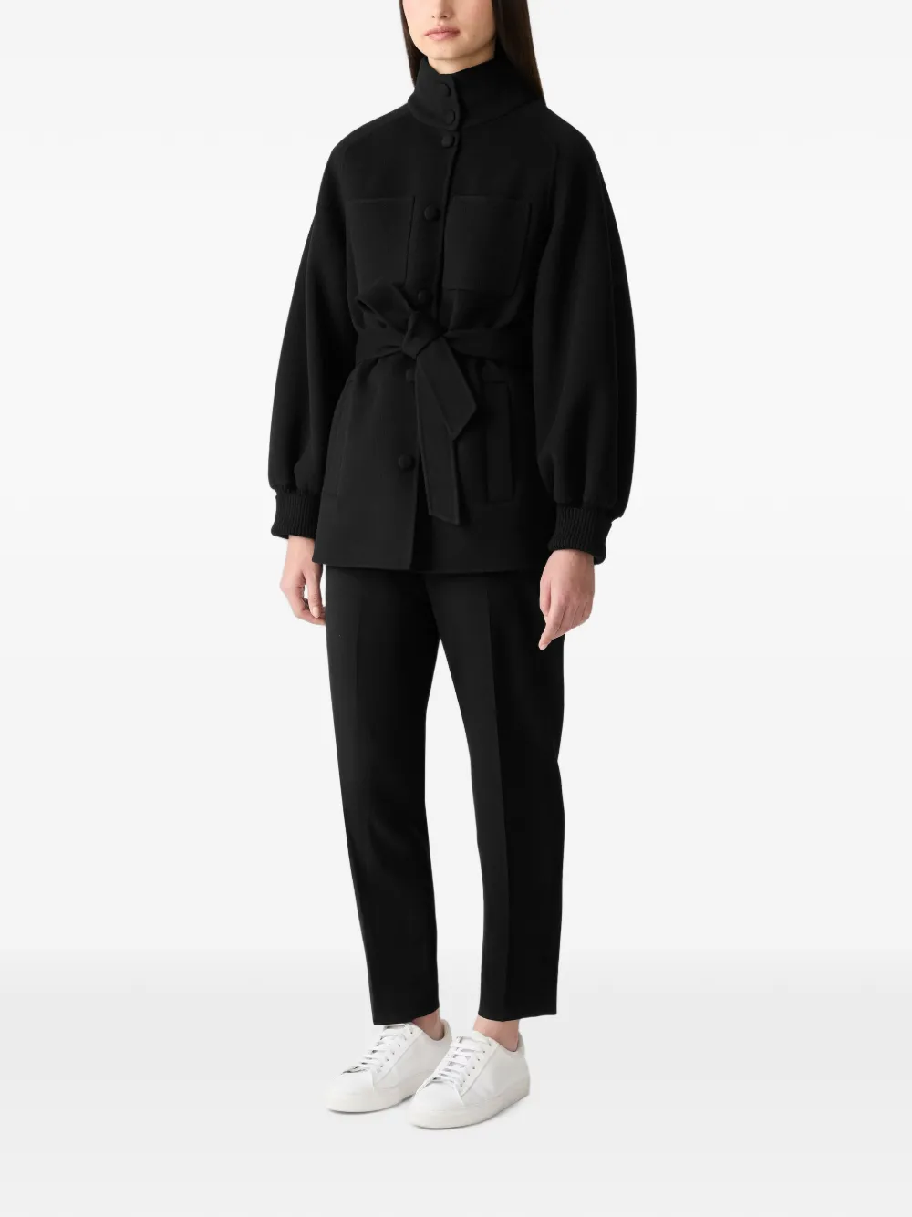 Mackage Shania Belted Wool Coat in Black, view 2