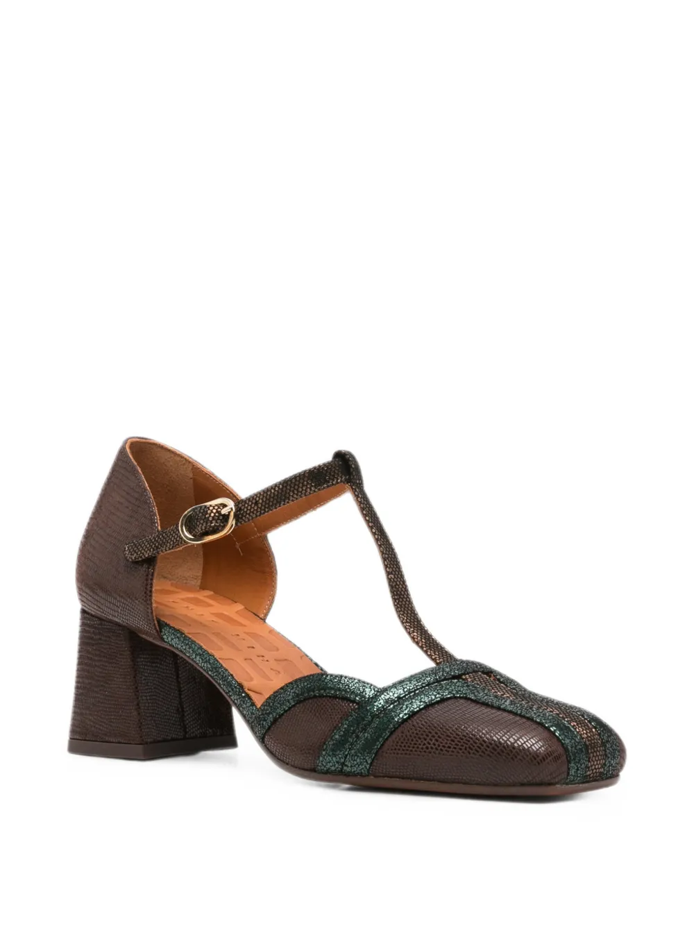 Chie Mihara Volai lizard-effect T-bar heeled pumps Bruin