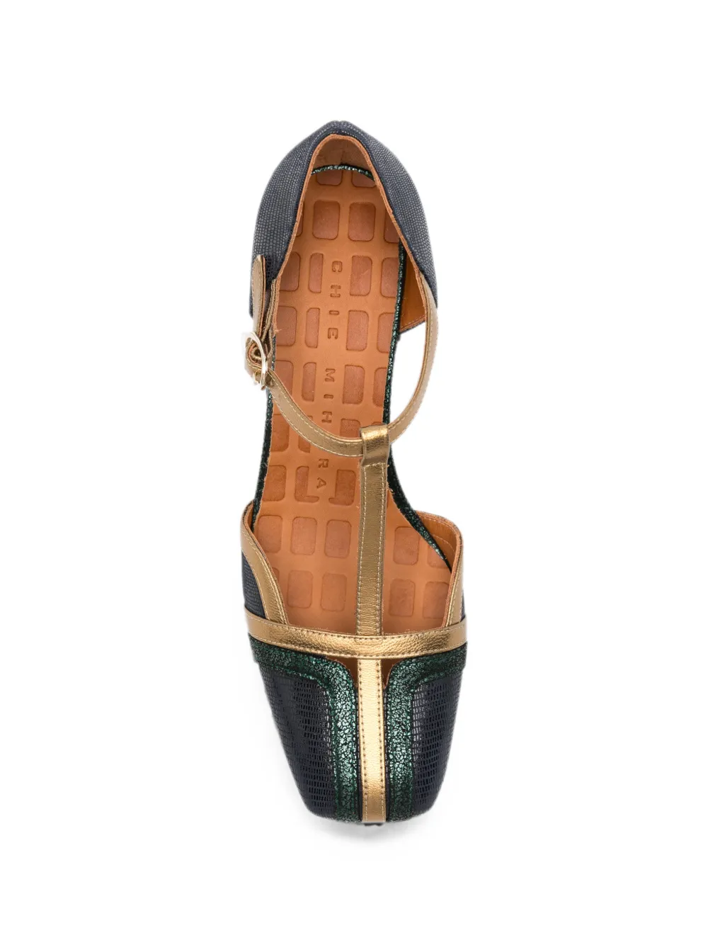 Chie Mihara Volai lizard-effect T-bar heeled pumps Blauw