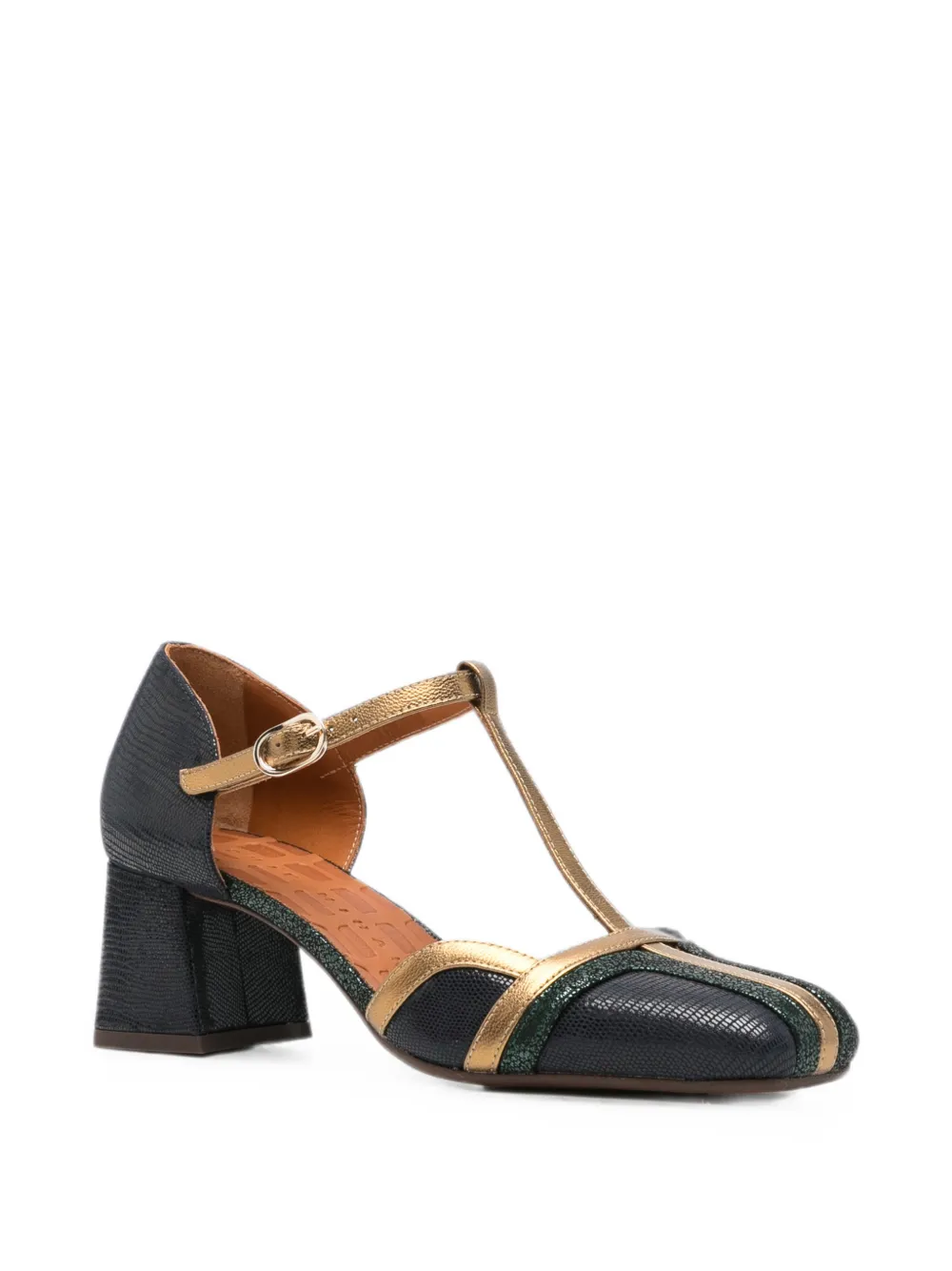 Chie Mihara Volai lizard-effect T-bar heeled pumps Blauw