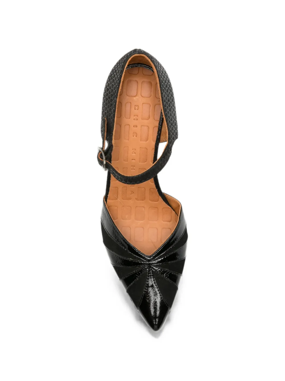 Chie Mihara Arai pumps met slangen-effect en puntige neus Zwart