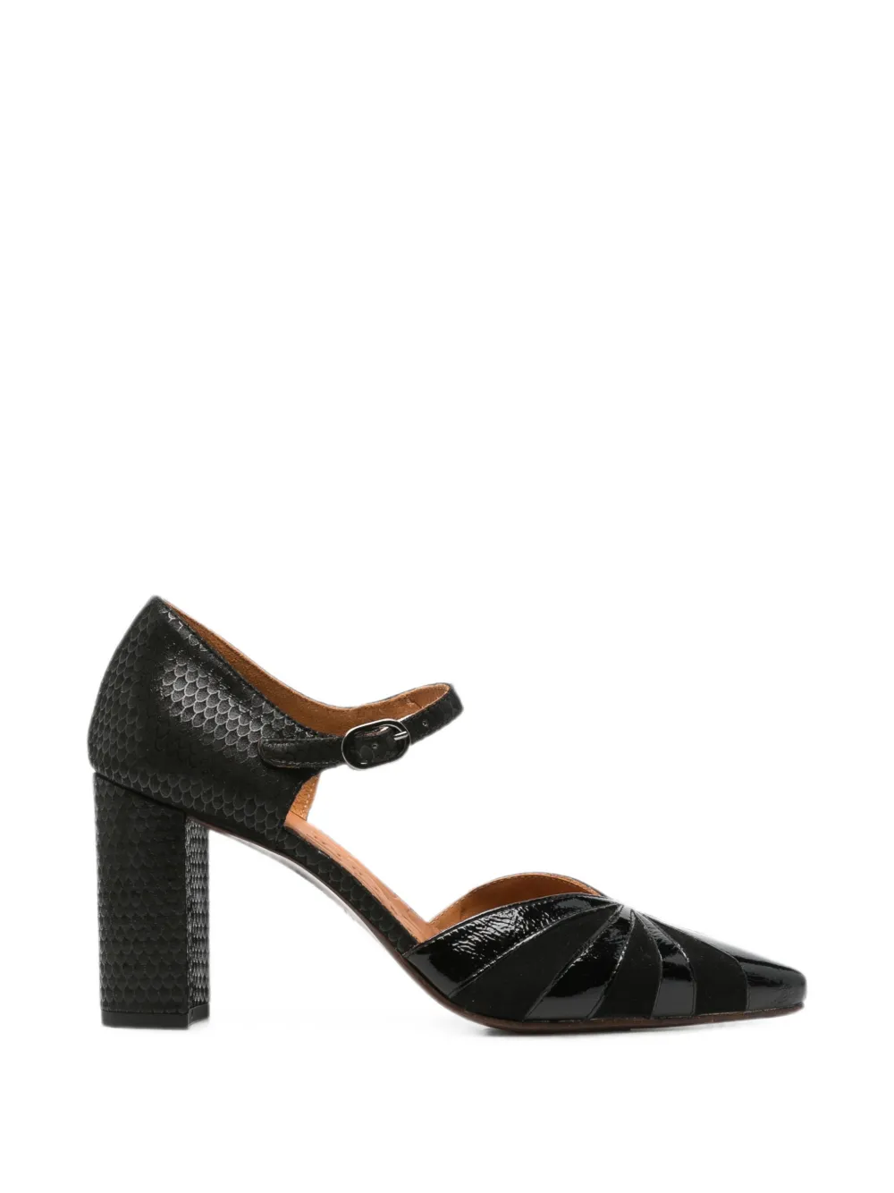 Chie Mihara Arai pumps met slangen-effect en puntige neus Zwart