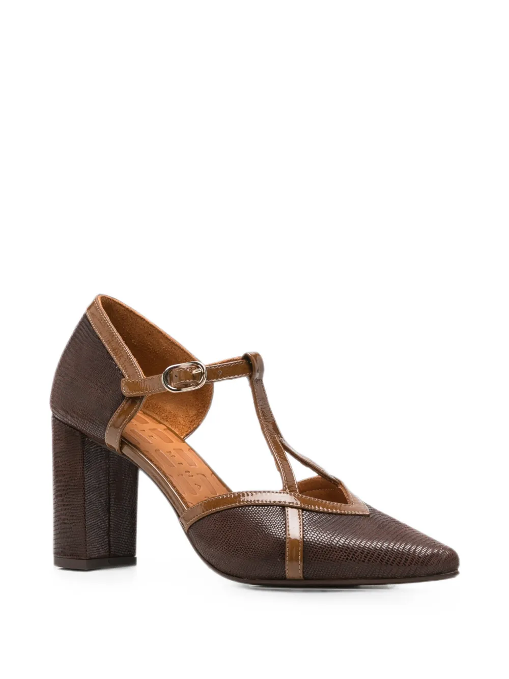 Chie Mihara Awear lizard-effect T-bar heeled pumps Bruin