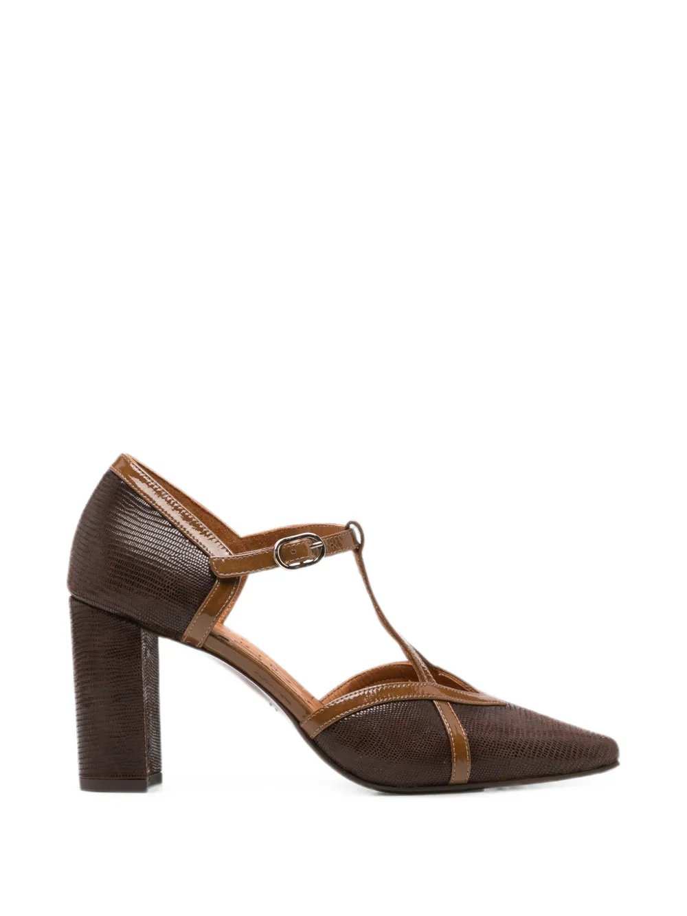 Chie Mihara Awear lizard-effect T-bar heeled pumps Bruin