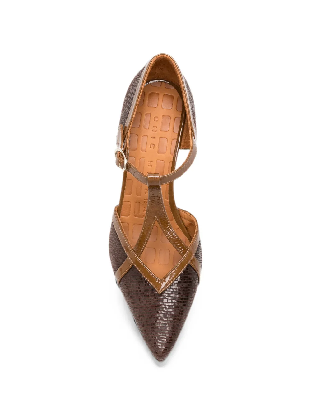 Chie Mihara Awear lizard-effect T-bar heeled pumps Bruin