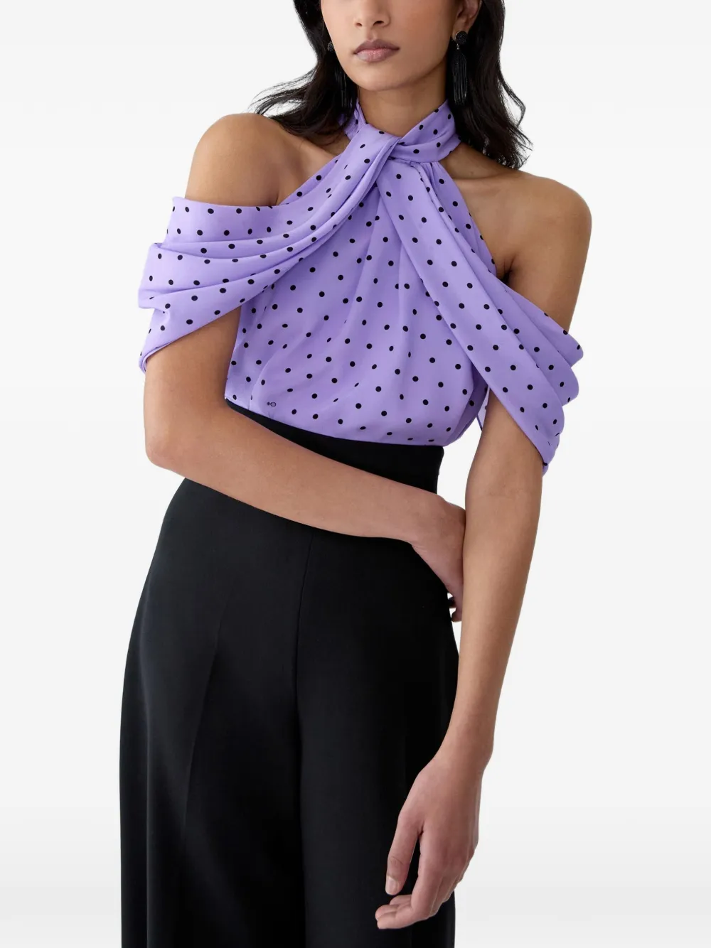 Carolina Herrera polka-dot halterneck blouse Paars