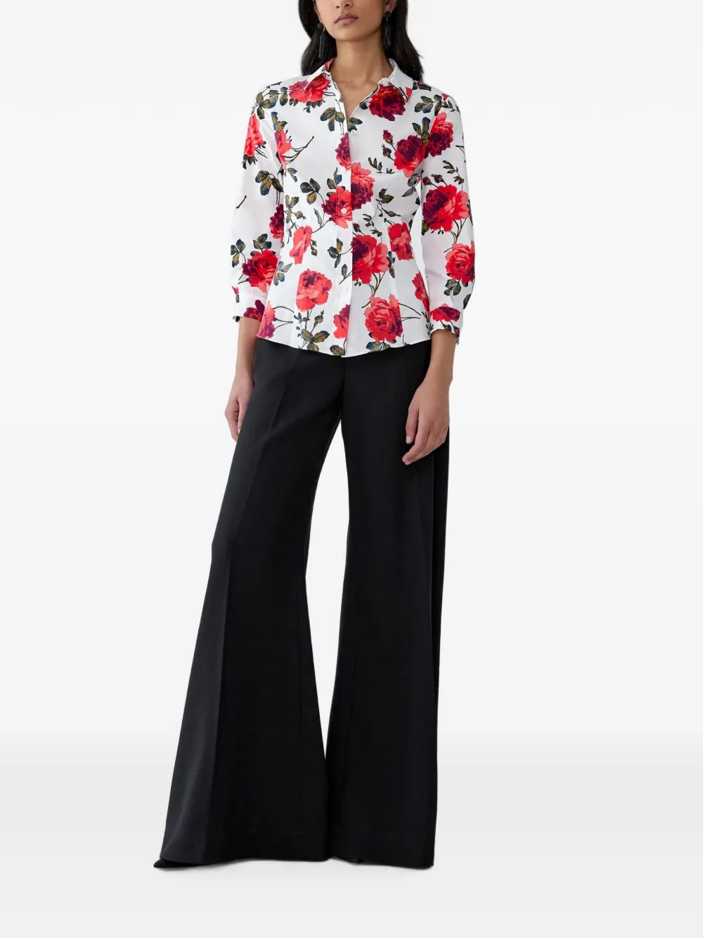 Carolina Herrera Icon blouse met roosprint Wit