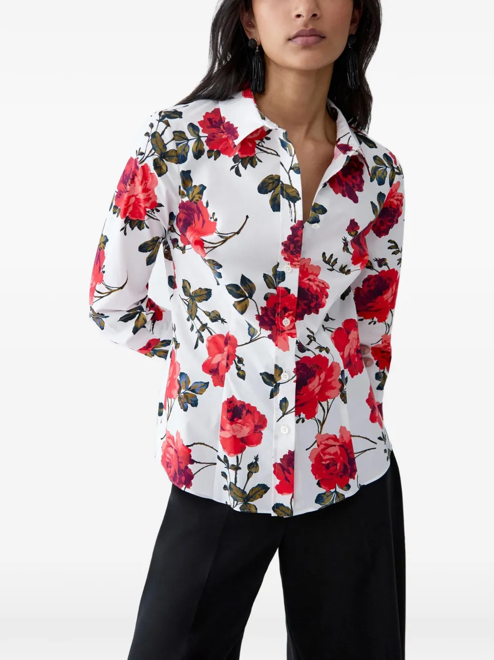 Carolina Herrera Icon blouse met roosprint Wit