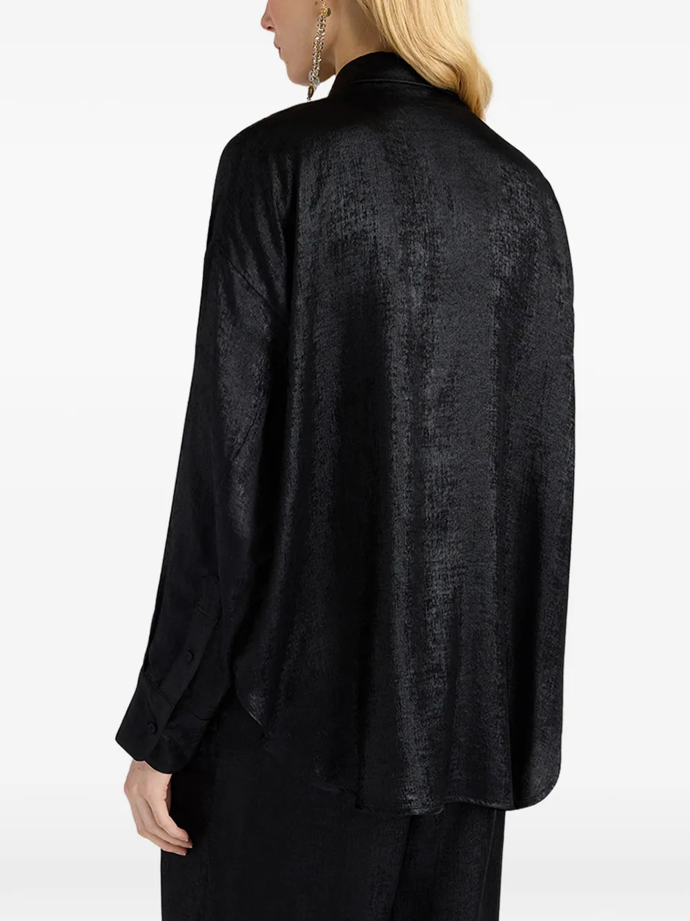 MOMONÌ Bilancia Bis blouse met ruches Zwart