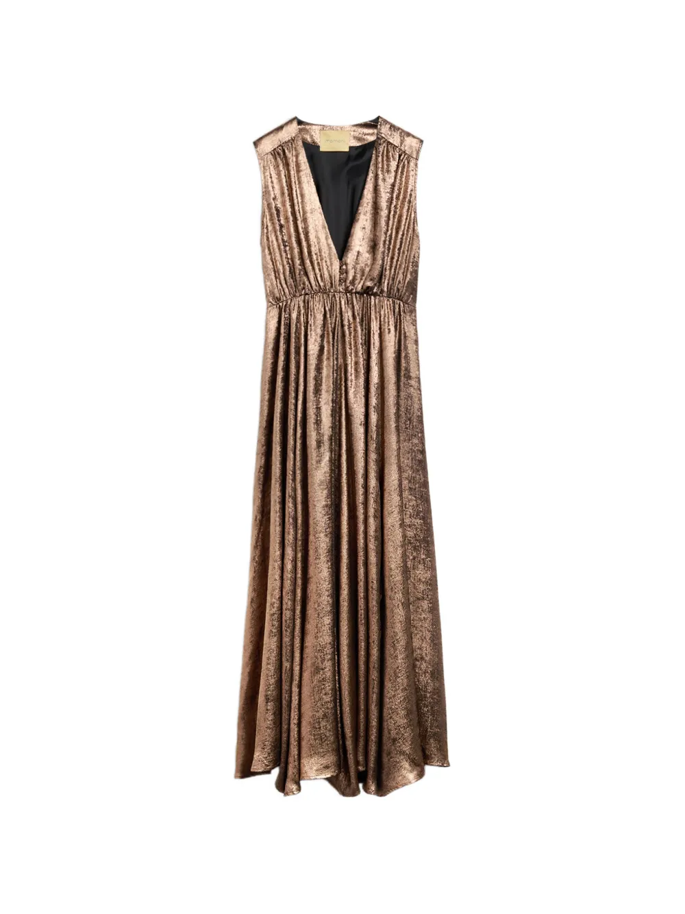 MOMONÌ Ysla laminated sleeveless maxi dress - Oro