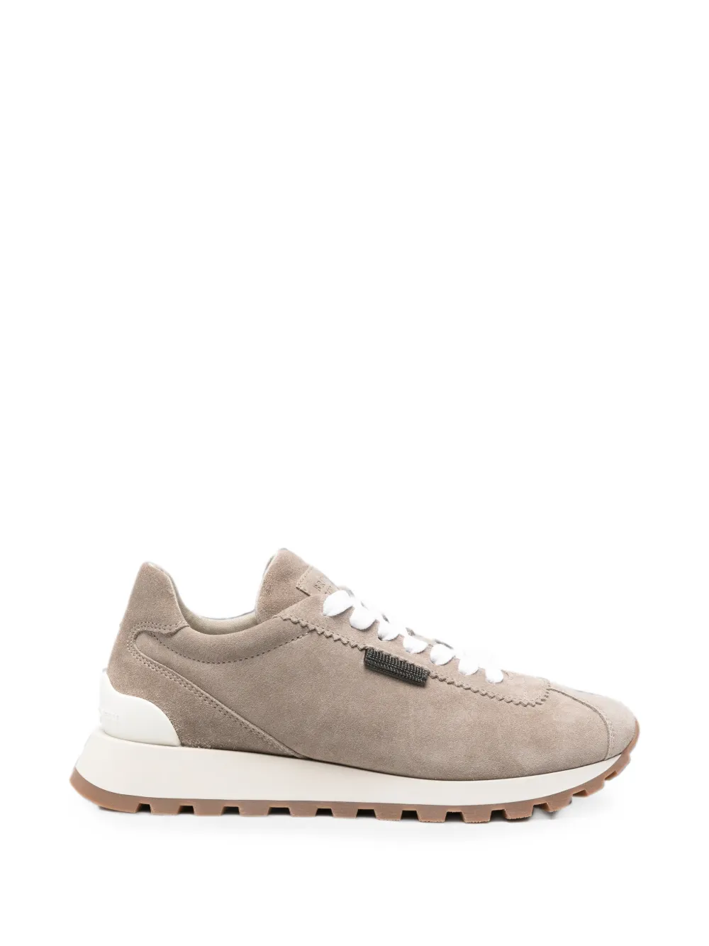 Brunello Cucinelli monili-embellished suede sneakers - Nude