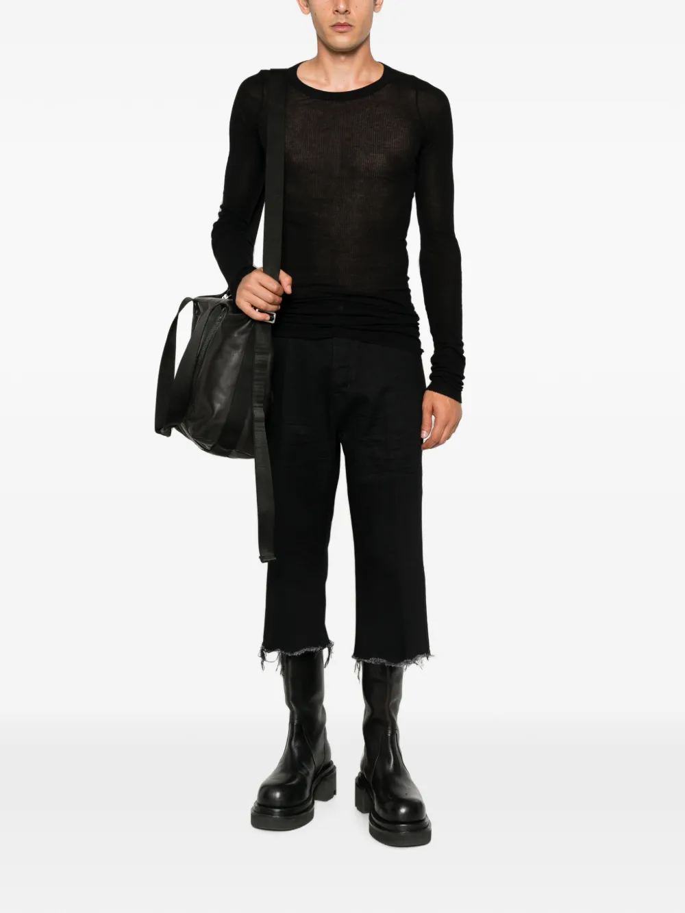 Rick Owens Bolan cutoffs raw-cut denim shorts Zwart