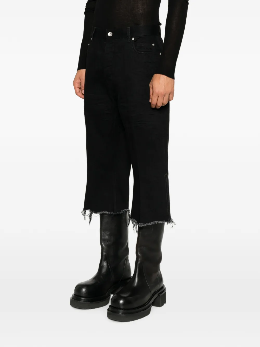 Rick Owens Bolan cutoffs raw-cut denim shorts Zwart