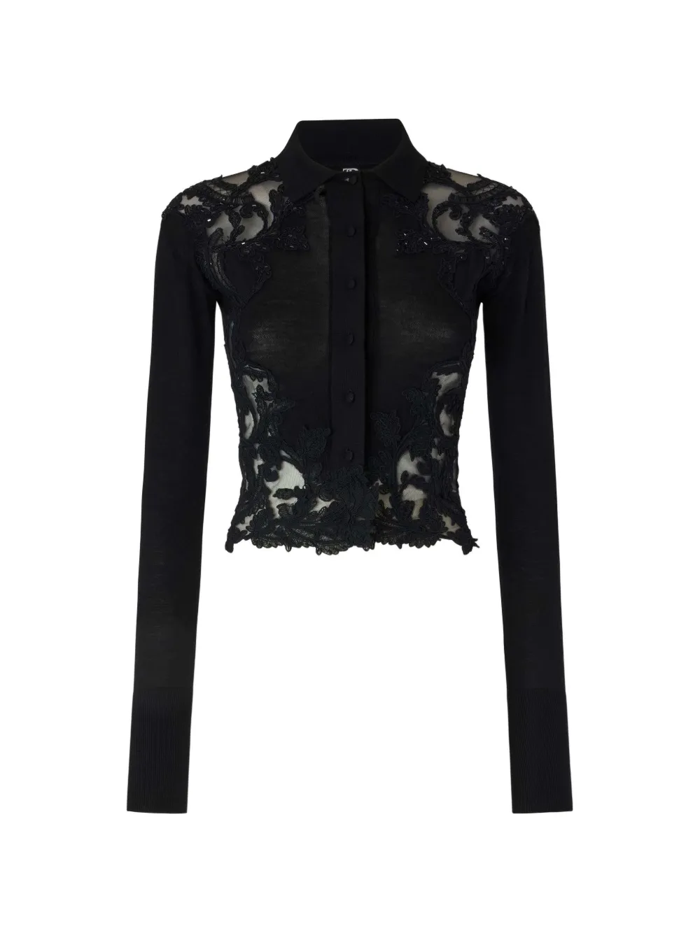 Ermanno Scervino lace-embroidered wool shirt - Schwarz