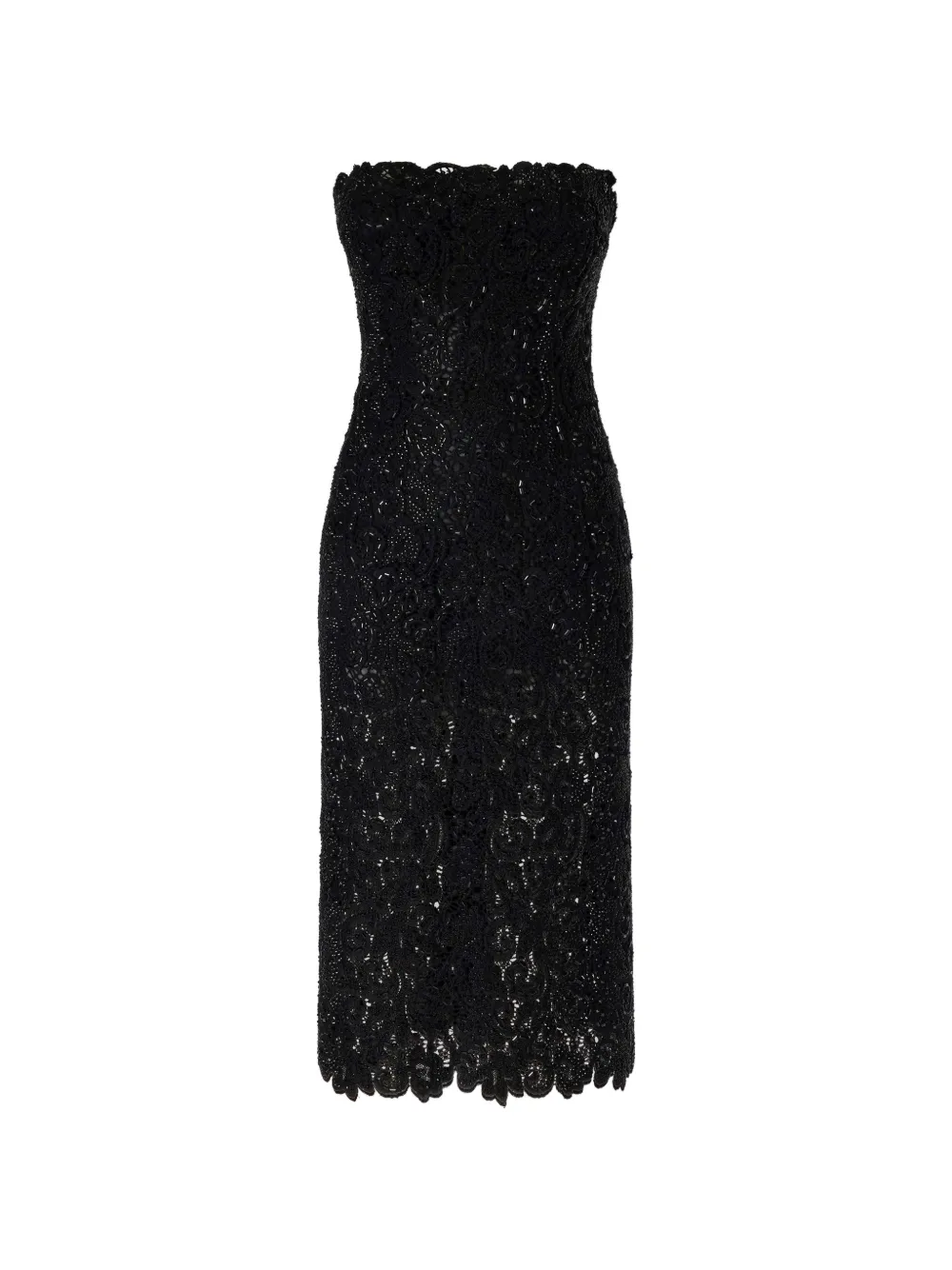 Ermanno Scervino crystal-embellished lace-knit midi dress Zwart