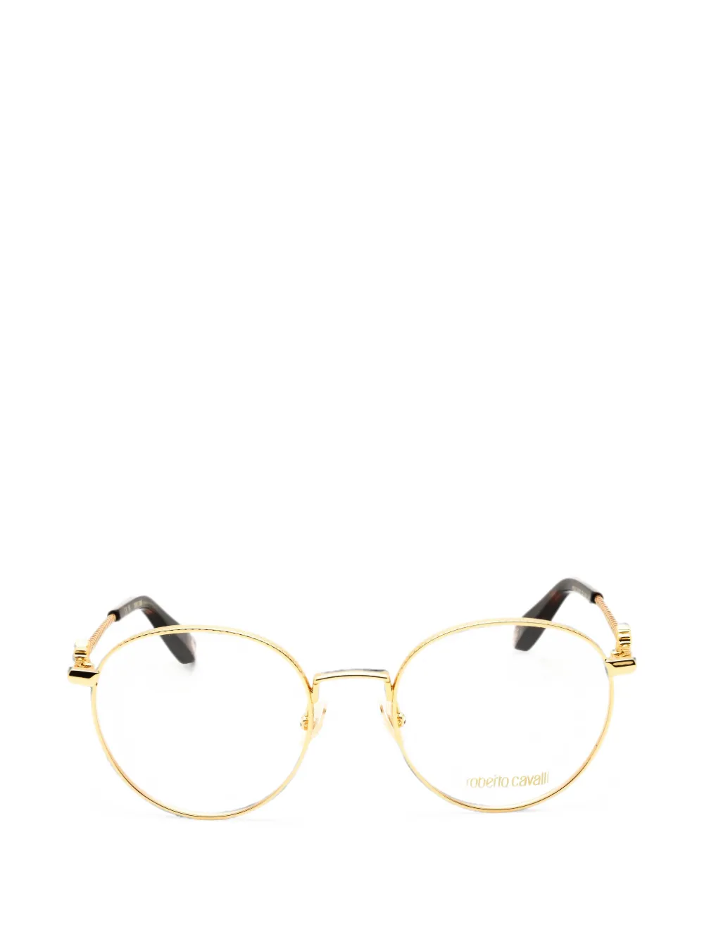 Roberto Cavalli round-frame logo-plaque glasses - Oro