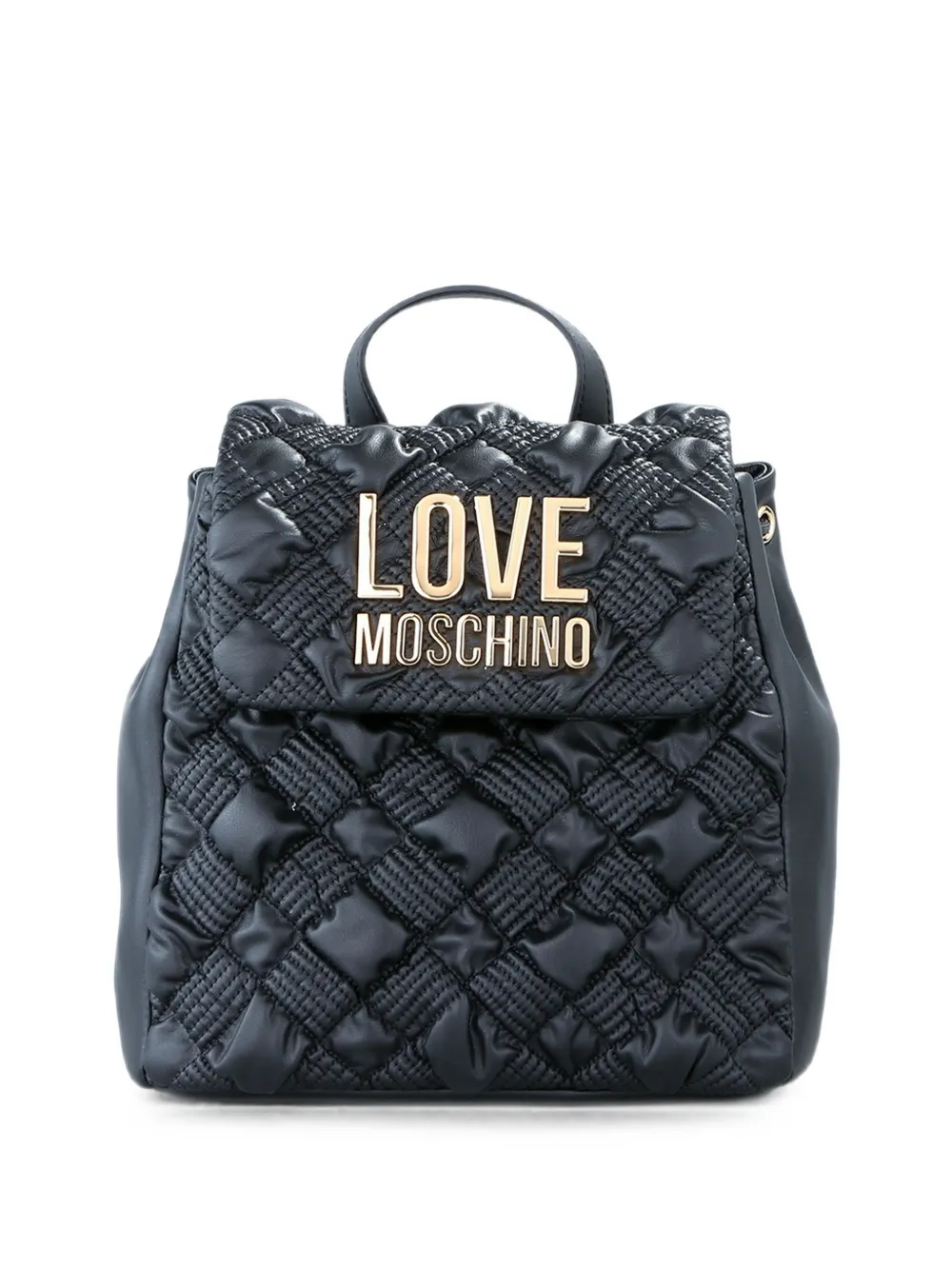 Love Moschino quilted logo-plaque backpack - Schwarz