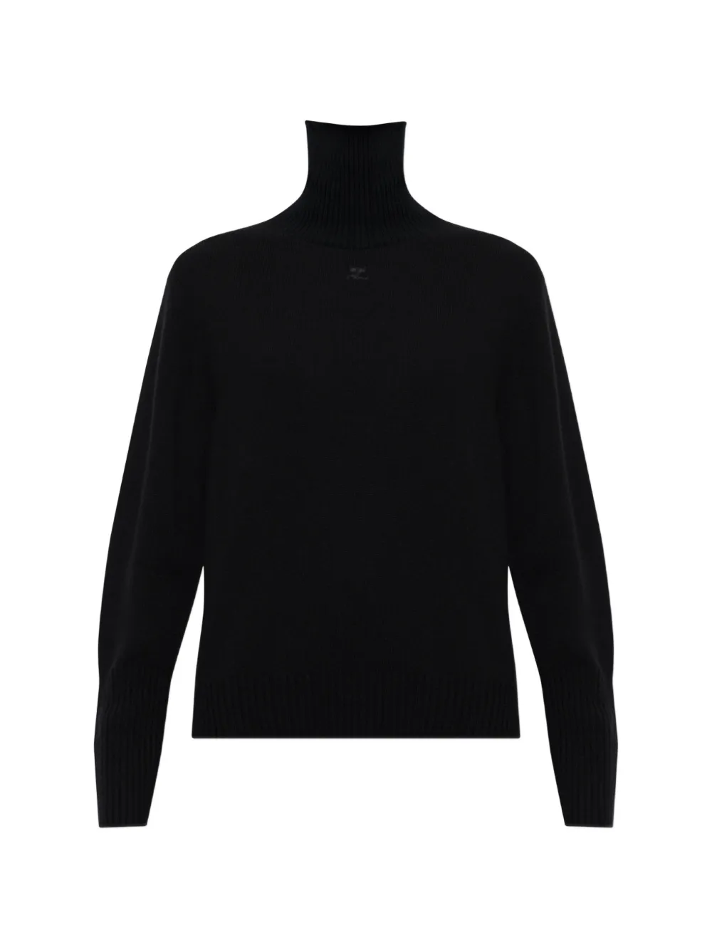Courrèges lambswool zipped collar sweater - Schwarz