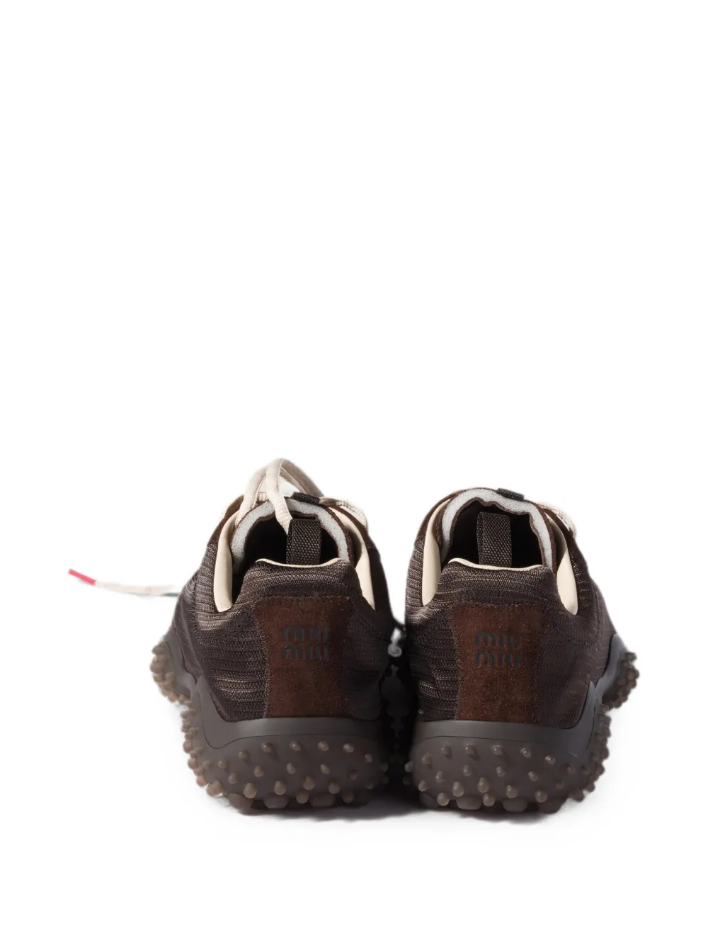 Miu Bubble technische stof en suède sneakers Bruin
