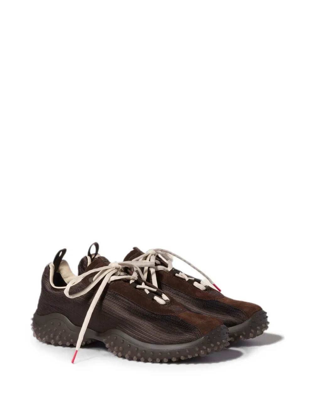 Miu Bubble technische stof en suède sneakers Bruin