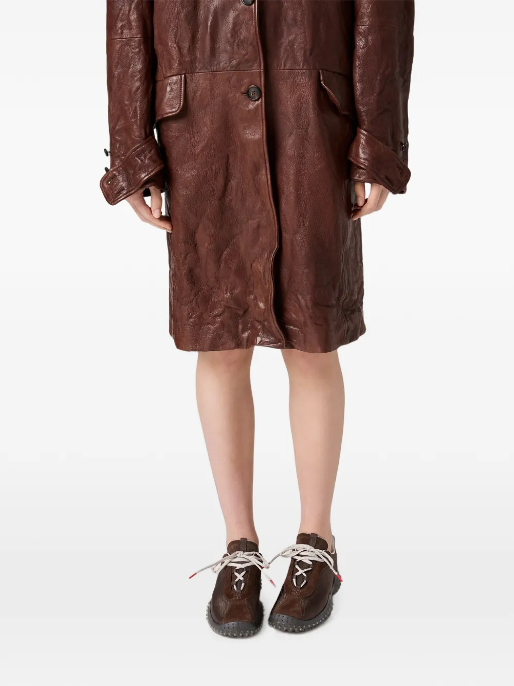 Miu Bubble technische stof en suède sneakers Bruin