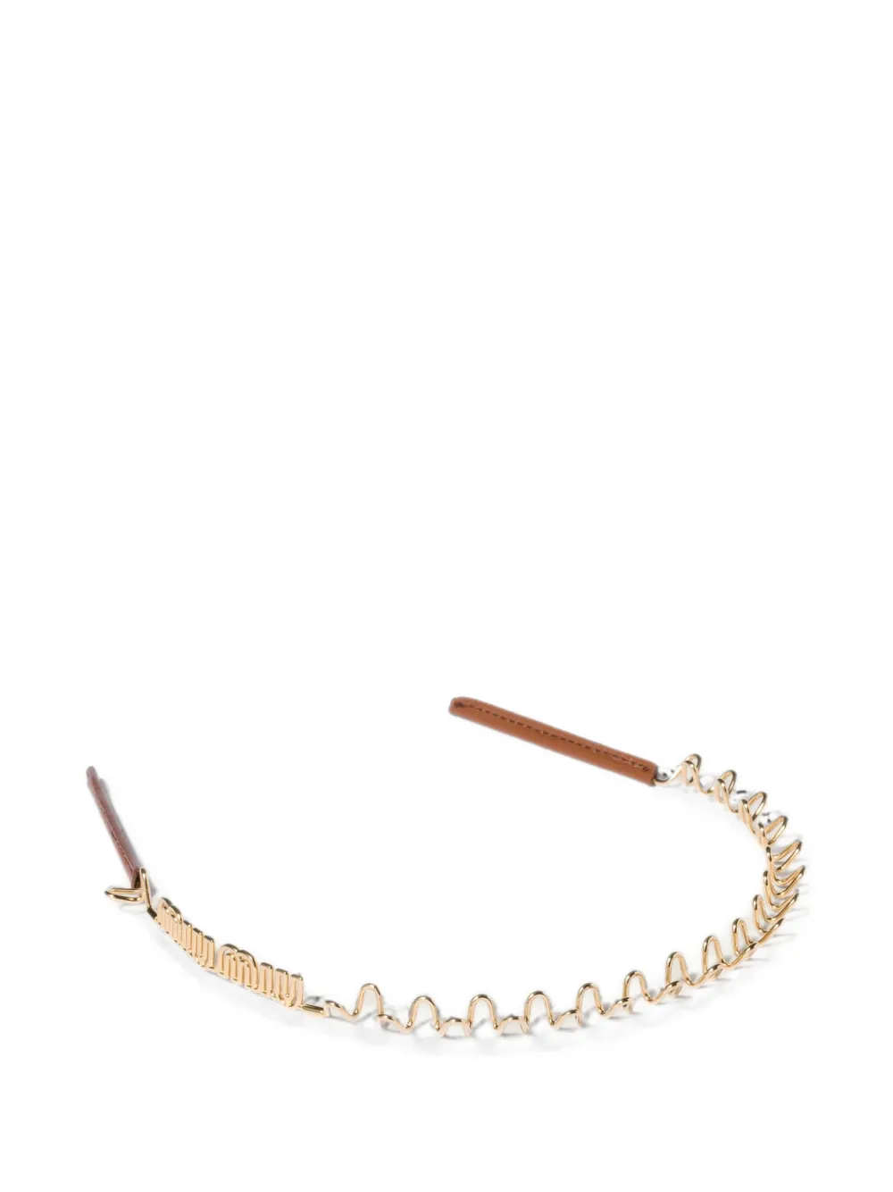 Miu Miu Haarreif aus Metall und Leder - Gold