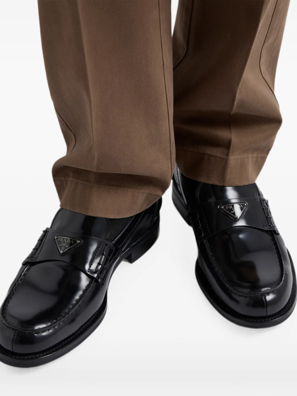 Prada brushed leather loafers Zwart