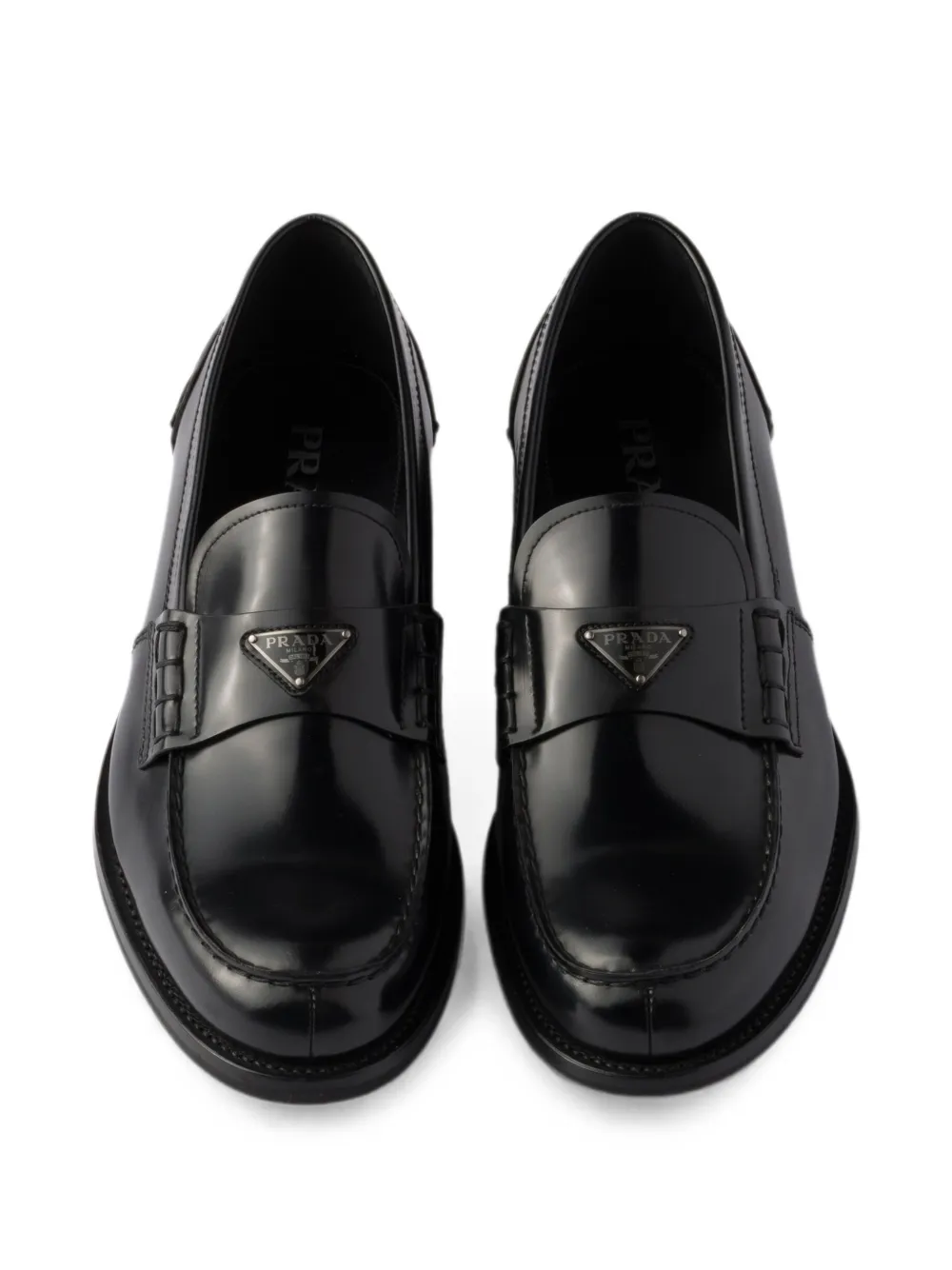 Prada brushed leather loafers Zwart