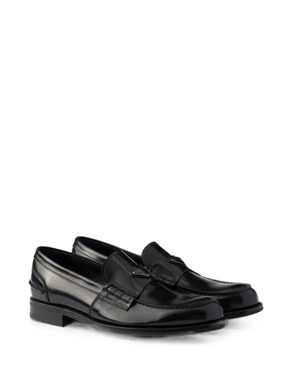 Prada brushed leather loafers Zwart