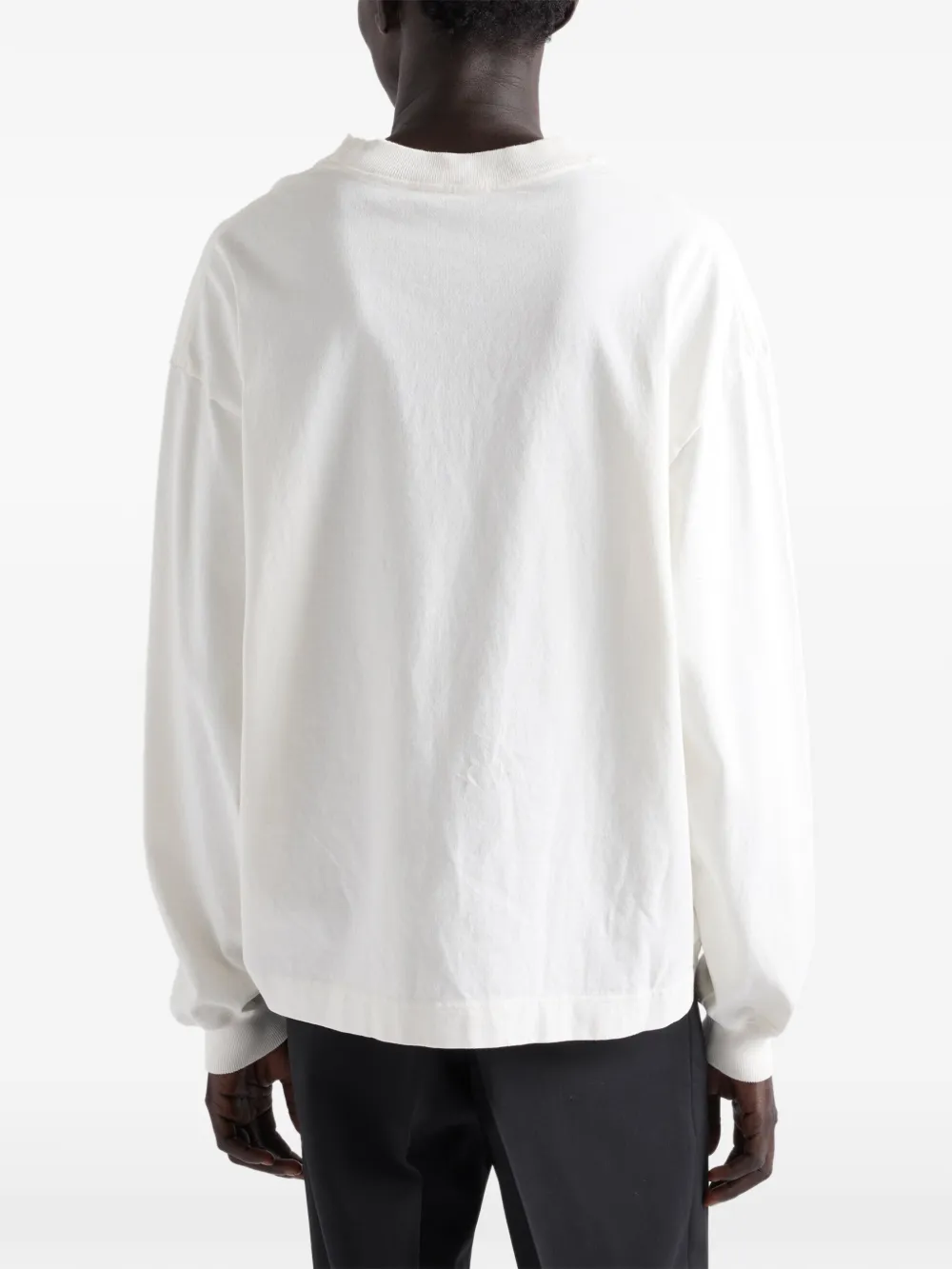Prada T-shirt met logopatch en lange mouwen Wit