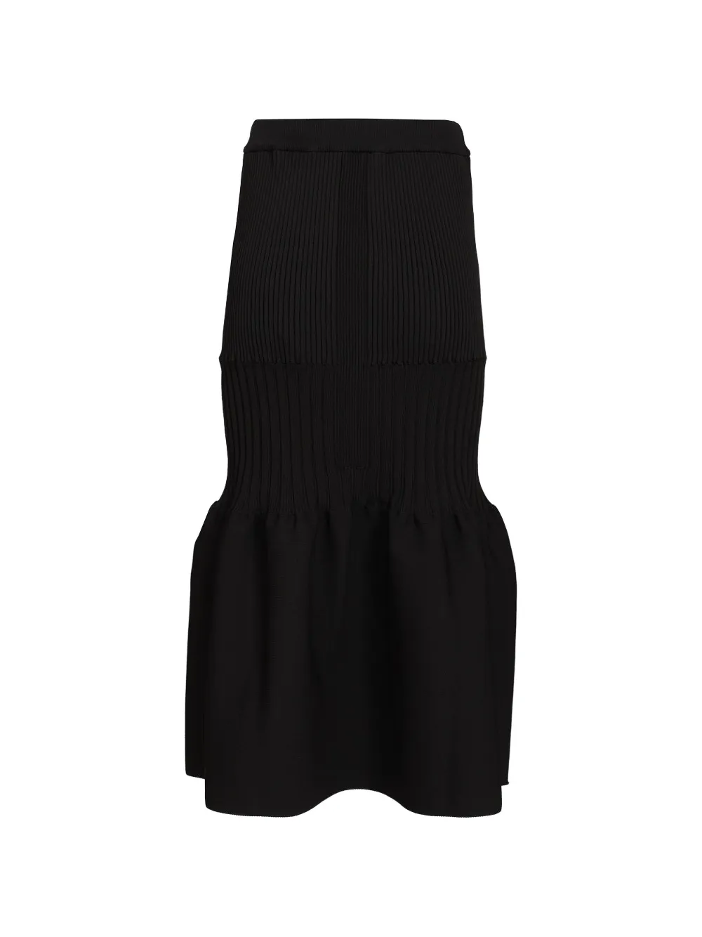 CFCL ribbed-knit ruffled midi skirt - Nero