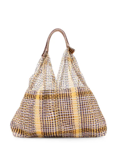 Épice check-pattern mesh tote bag