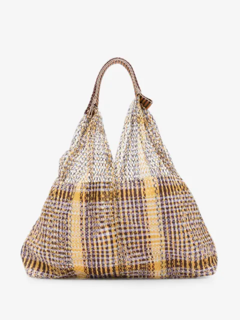 Épice check-pattern mesh tote bag