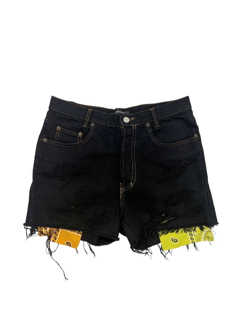 Htc Los Angeles distressed bandana-insert shorts - Nero