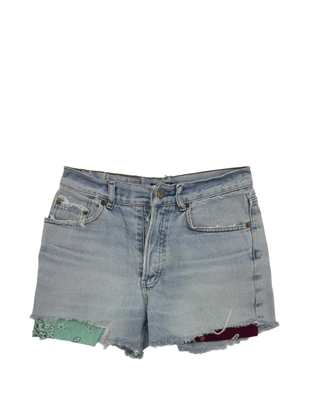 Htc Los Angeles bandana-insert frayed shorts - Blu