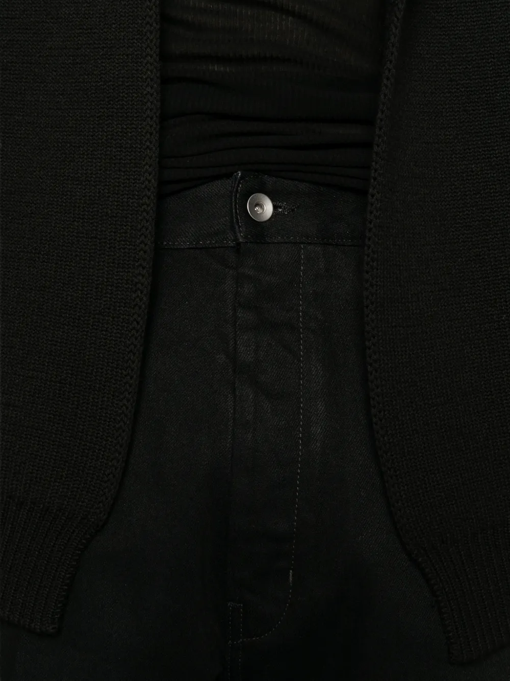 Rick Owens Geth jeans met onafgewerkte randen en wijde pijpen Zwart