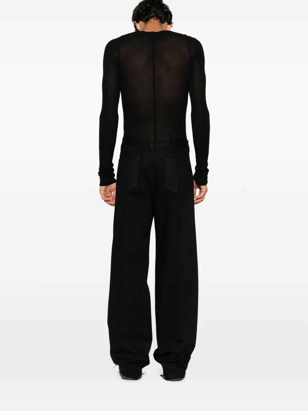 Rick Owens Geth jeans met onafgewerkte randen en wijde pijpen Zwart