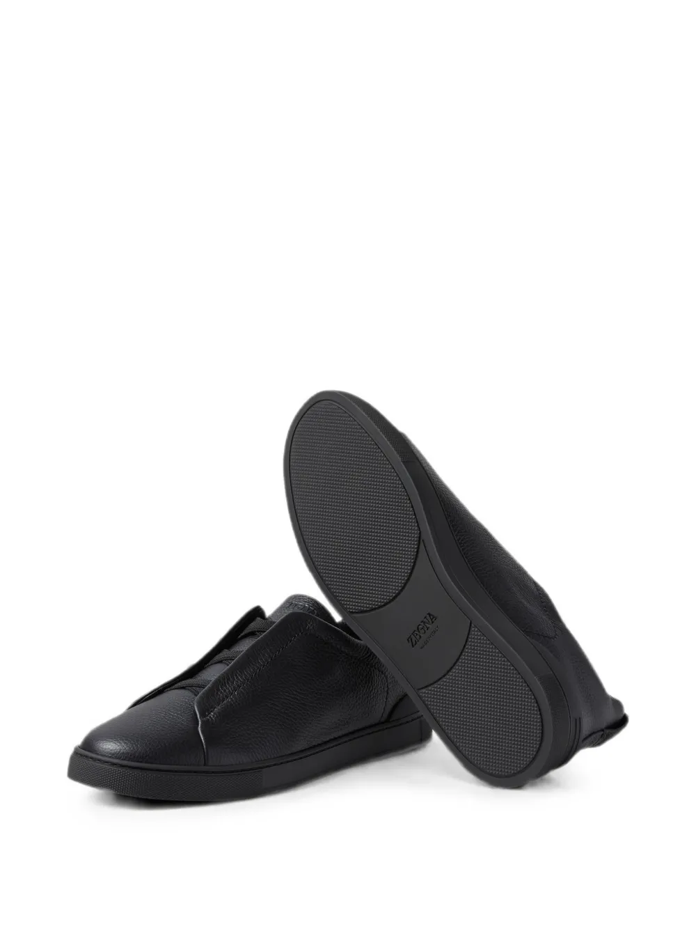 Zegna black leather Triple Stitch™ sneakers Zwart