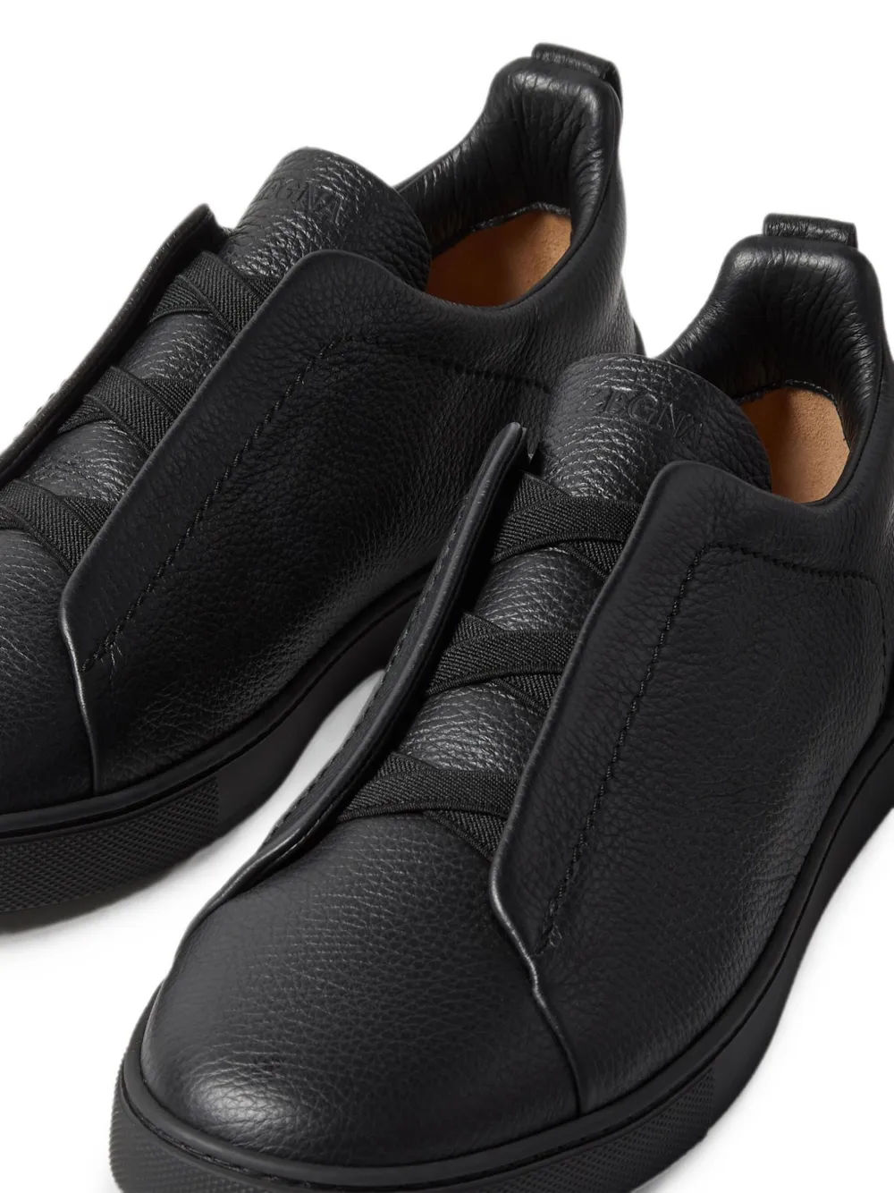 Zegna black leather Triple Stitch™ sneakers Zwart