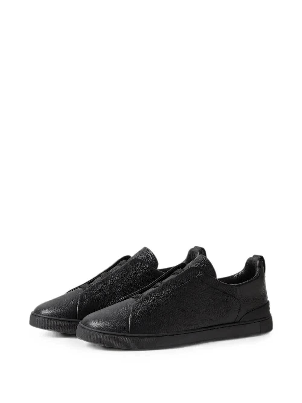Zegna black leather Triple Stitch™ sneakers Zwart