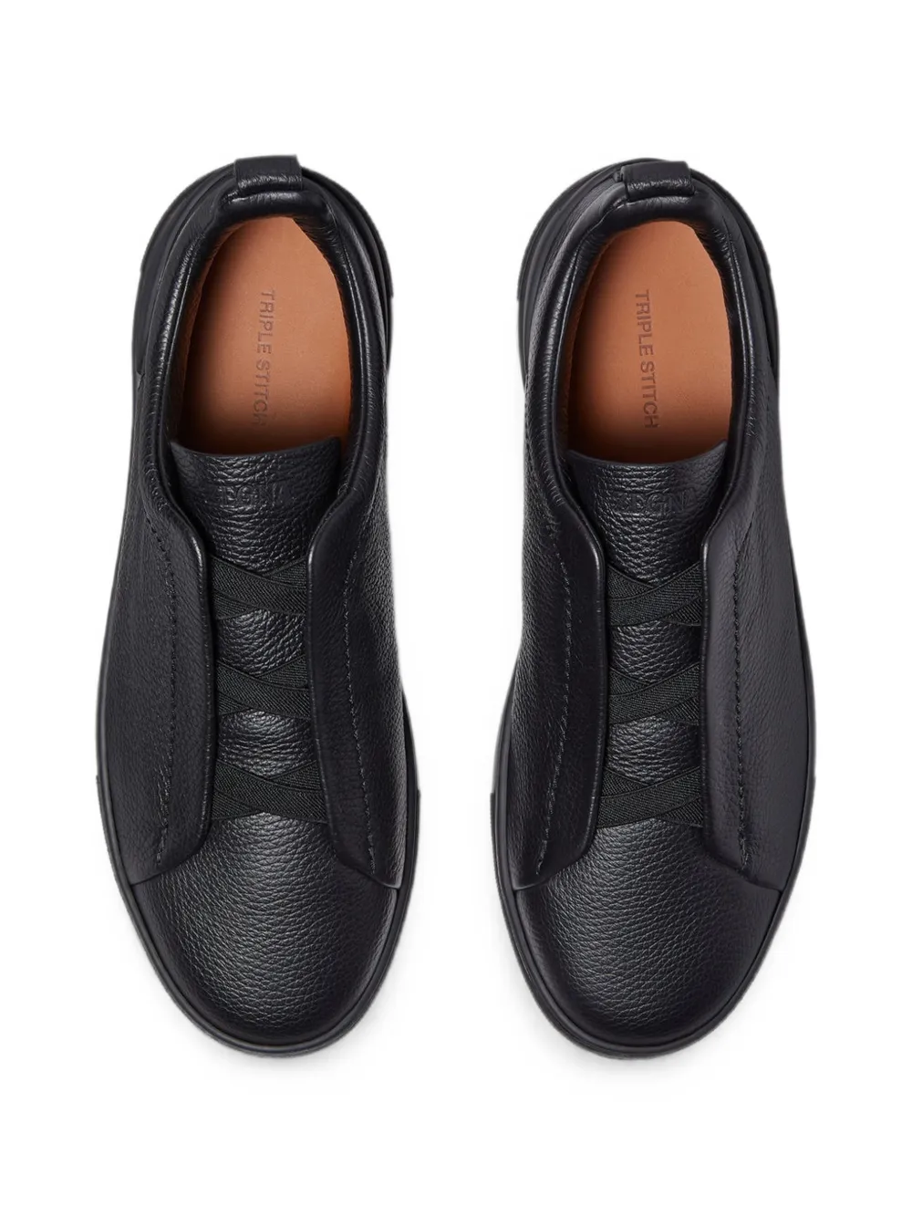Zegna black leather Triple Stitch™ sneakers Zwart