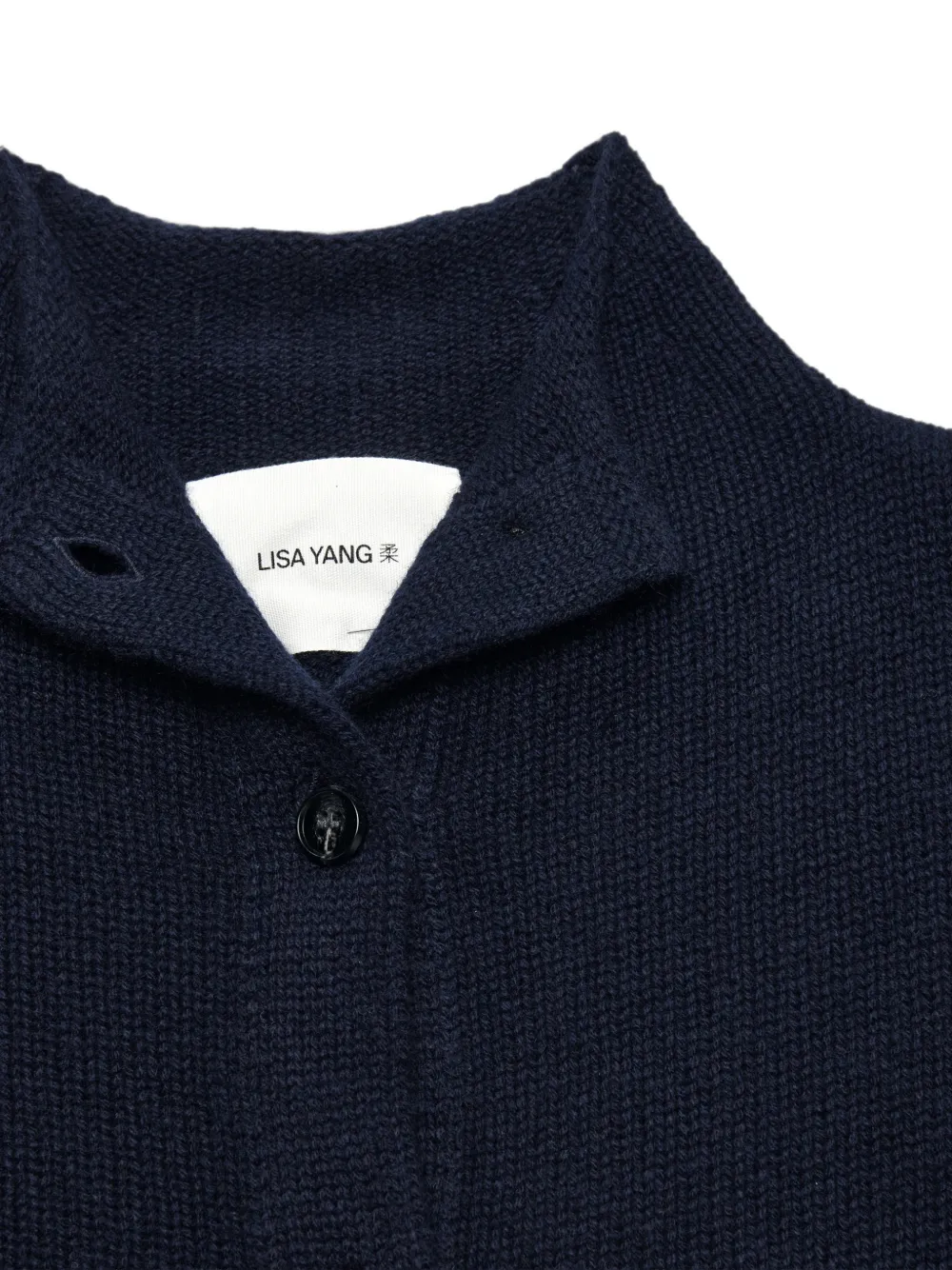 Lisa Yang Vest met knoopsluiting en hoge hals Blauw