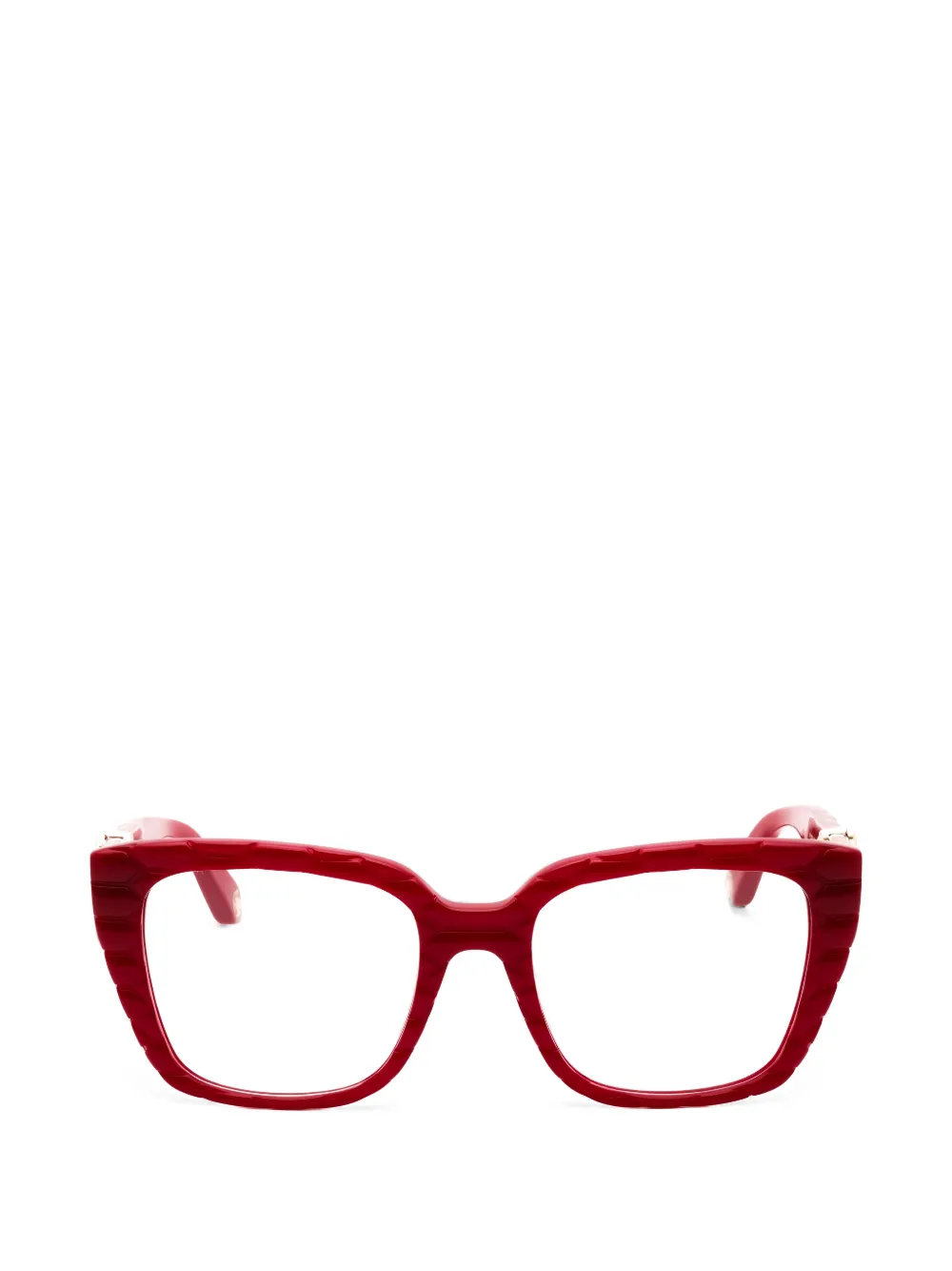 Roberto Cavalli honeycomb-texture square-frame glasses - Rosso
