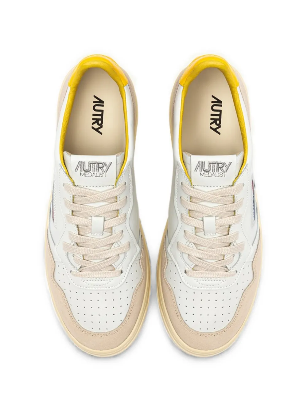 Autry Medalist Low sneakers in white leather and slicker suede Wit