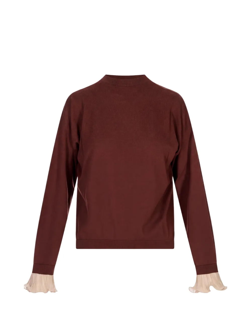 Fabiana Filippi Long-sleeve Ruffle-cuff Sweater In Brown